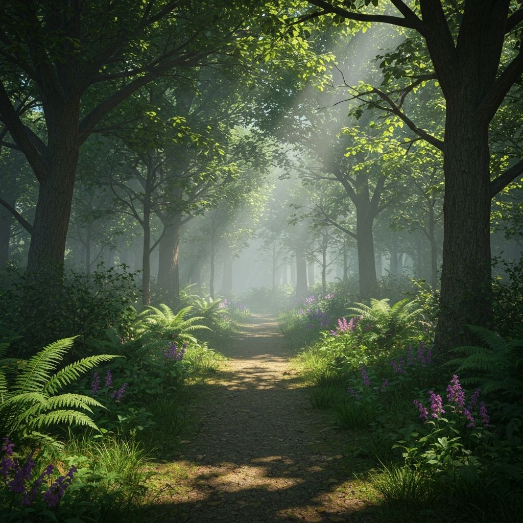 Forest path with natural light